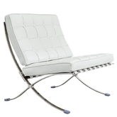 Premium White Elegance Barcelona Pavilion Chair mit Ottomane - Replik